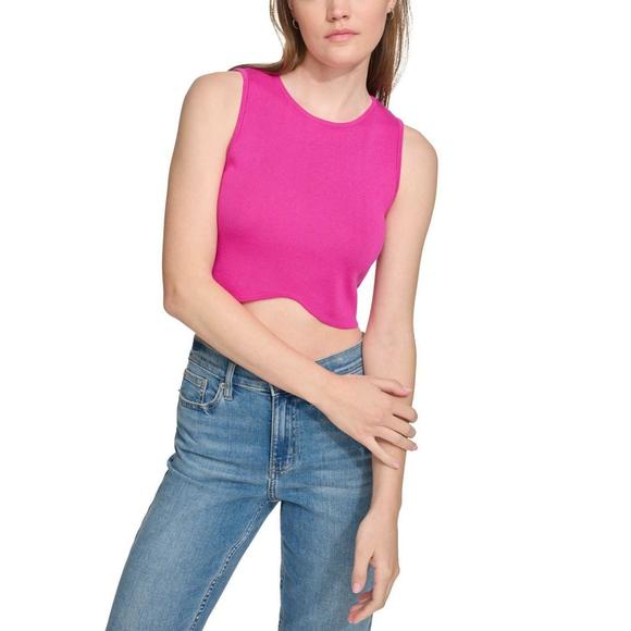 Calvin Klein Jeans Tops - Calvin Klein Jeans Womens Angled Hem Crop Crewneck Tank Top Hot Pink Size XL NWT